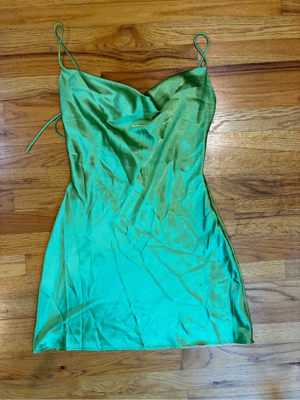 Princess Polly Emerald Green Satin Slip Mini Dress with cowl neck